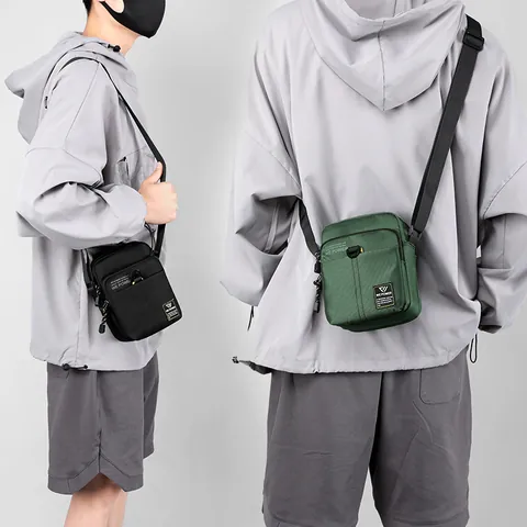 Men's Waterproof Nylon Tactical Crossbody Bag Mini Outdoor Shoulder Bag Casual Sport Travel Small Pack Multipurpose Utility Bag