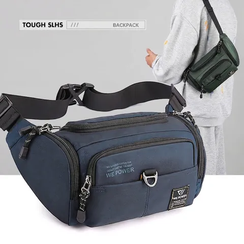 Men Outdoor Waist Bag Large Capacity Waterproof Nylon Chest Bag Multi-Pocket Crossbody Pack For Travel Riding Hiking Utility Bag