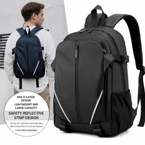 Men Fashion Backpack Water Repellent Travel Bag Large Capacity Laptop Backpack With Reflective Strip Casual Schoolbag