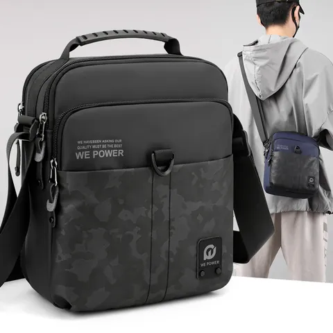 Borsa a Tracolla da Uomo Impermeabile in Nylon Oxford Motivo Mimetico Borsa Messenger Multivani Borsa a Spalla Casual all'Aperto per Uomo