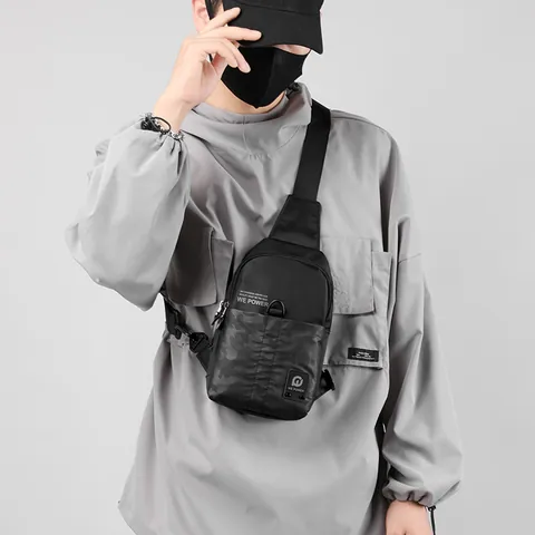 Zaino Monospalla da Uomo per Esterno Impermeabile Nylon Oxford Sling Bag Patchwork Mimetico Tracolla Regolabile Borsa Casual Daypack