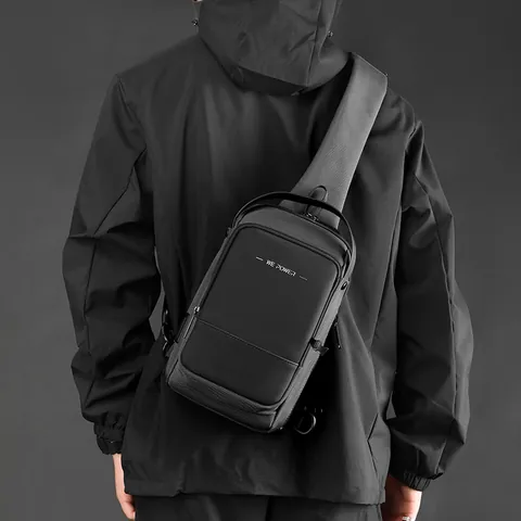 Herren Mode Brusttasche Wasserdichtes Oxford Gewebe USB Ladeanschluss Sling Tasche Outdoor Sport Reisen Taktische Umhängetasche