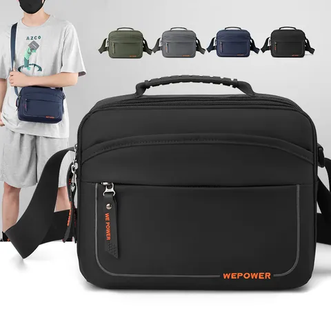WEPOWER Bolso Bandolera Casual de Nailon Impermeable para Hombre Gran Capacidad Múltiples Bolsillos Mensajero para Viaje Diario Aire Libre