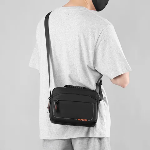 WEPOWER Bolso Bandolera Casual de Nailon Impermeable para Hombre Gran Capacidad Múltiples Bolsillos Mensajero para Viaje Diario Aire Libre