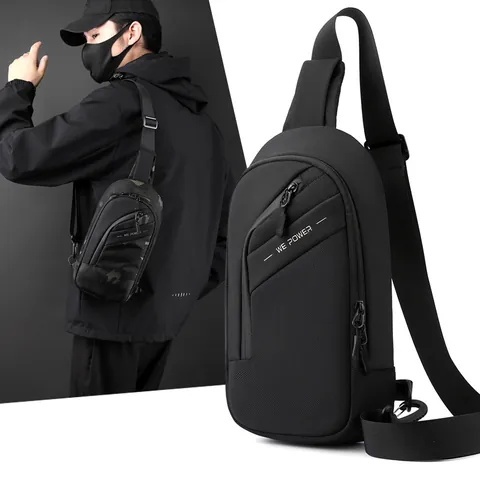 Men Tactical Nylon Chest Bag Waterproof Multi Pocket Sling Crossbody Bag For Outdoor Commute Casual Travel Shoulder Bag