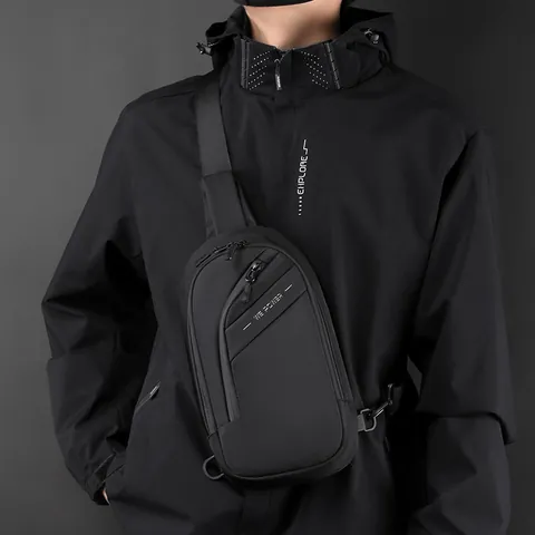 Men Tactical Nylon Chest Bag Waterproof Multi Pocket Sling Crossbody Bag For Outdoor Commute Casual Travel Shoulder Bag