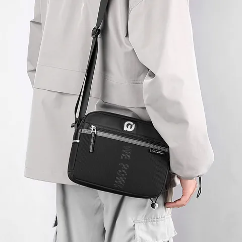 Bolso Bandolera de Nailon Casual para Hombre Impermeable Moda Bolso de Hombro Multibolsillo Sport Messenger Bag para Viajes Diarios