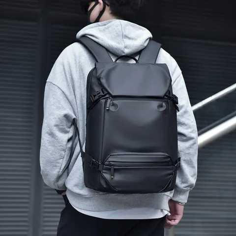 Large Capacity Waterproof Business Laptop Backpack For Men Modern Minimalist Travel Backpack With Multi Compartments And Adjustable Straps