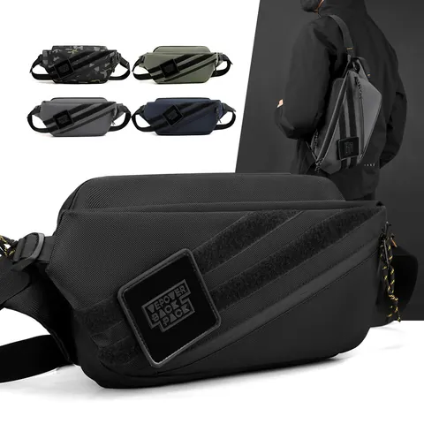 Men Tactical Waterproof Chest Bag Large Capacity Sling Shoulder Bag Outdoor Sport Crossbody Bag Industrial Style Casual Waist Bag