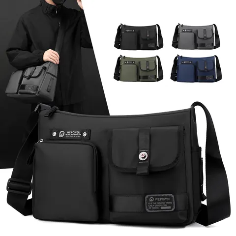 Men's Large Capacity Water-repellent Nylon Crossbody Bag Techwear Multi-pocket Shoulder Bag For Outdoor Travel Daily Casual Messenger Bag