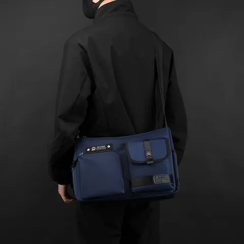 Men's Large Capacity Water-repellent Nylon Crossbody Bag Techwear Multi-pocket Shoulder Bag For Outdoor Travel Daily Casual Messenger Bag