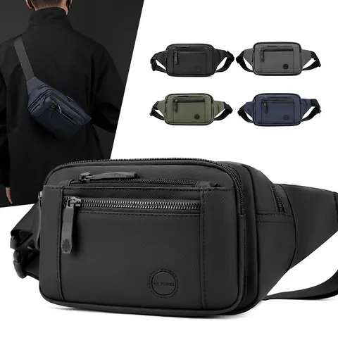 Heren Waterdichte Nylon Heuptas Outdoor Multi-pocket Borsttas Mode Casual Crossbody Tas Voor Reizen Sport Woon-werkverkeer