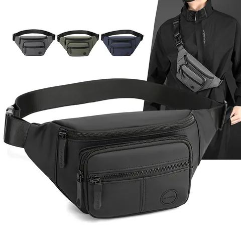 Herren Casual Wasserdicht Nylon Stoff Gürteltasche Mit Polyester Futter Funktionelle Outdoor Reisen Brusttasche Verstellbare Umhängetasche