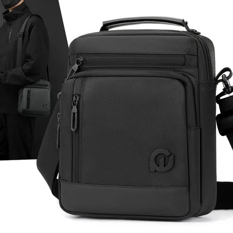 Borsa a Tracolla da Uomo Impermeabile in Nylon Grande Capacità Business Casual Borsa a Spalla Con Manico Tracolla Regolabile