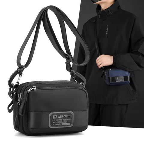 WEPOWER Herren Wasserdicht Nylon Mini Umhängetasche Mehrschichtig Reißverschluss Kleine Schultertasche Casual Gürteltasche Für Outdoor Reisen Arbeit Pendeln