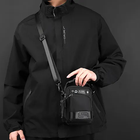 Men's Waterproof Nylon Crossbody Bag Multifunctional Tactical Waist Bag Small Outdoor Shoulder Bag With Adjustable Strap