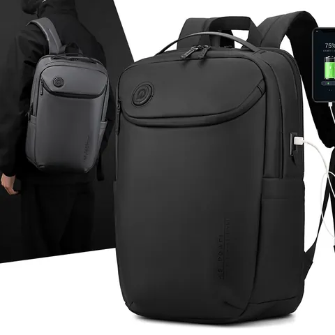Herren Wasserdicht Business Rucksack mit USB-Anschluss Laptoptasche für Reisen Büro Multifunktionaler Pendler Rucksack Nylon