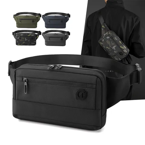 Men's Waterproof Nylon Waist Bag Casual Business Chest Bag Crossbody Shoulder Bag For Travel Outdoor Sports Large Capacity Bag