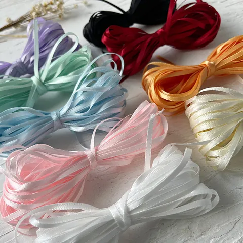 Solid Color Satin Ribbon Ultra Narrow Woven Tape For DIY Doll Clothing Decoration Gift Wrapping Wedding Party Hair Braiding Craft