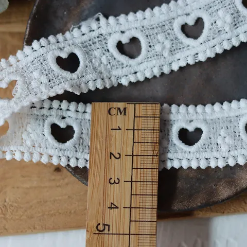 White Heart Shaped Hollow Water Soluble Lace Trim For Lolita Clothing DIY Handcraft Decorative Lace Ribbon Apparel Sewing Accessories