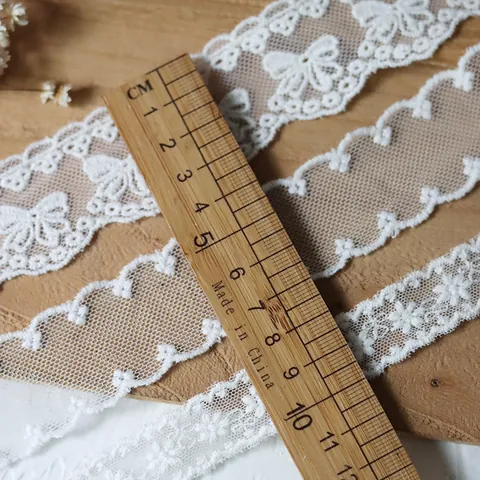 Elegant White Cotton Lace Trim Ribbon Vintage Palace Style Embroidered Hollow Out For DIY Sewing Craft Doll Clothes Decoration