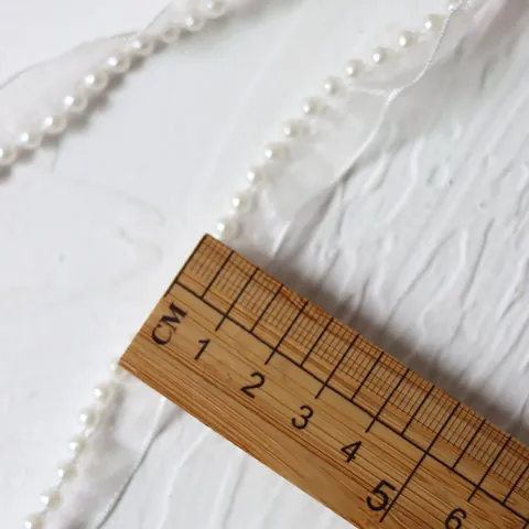 Elegant White Artificial Pearl Organza Lace Ribbon Trimming For Wedding Dress Sewing DIY Craft Doll Clothes Decoration Accessories