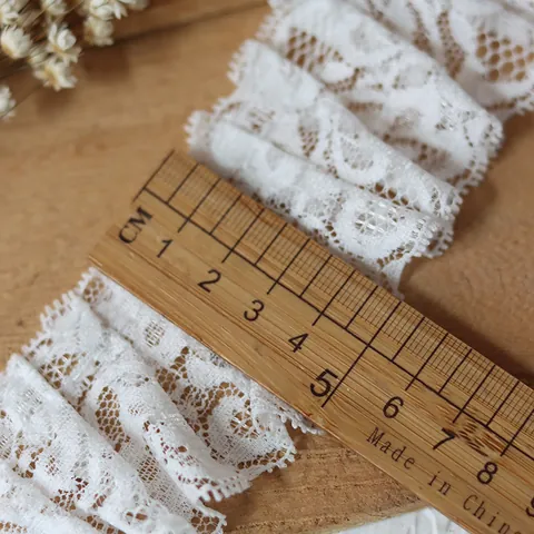 White Pleated Lace Trim Polyester Blend Floral Hollow Out Ribbon For DIY Handcraft Clothing Accessories Home Decor Elegant Style