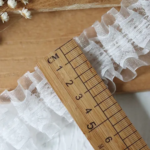 Weiße Plissierte Organza Spitzenbesatz Mehrlagige Rüschenband Für DIY Nähen Lolita Kleidung Zubehör Heimtextilien Dekoration