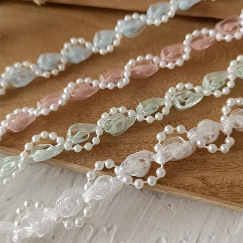 Elegante Parel Organza Kantrand Roos Gaze Lint Voor DIY Kleding Naaien Stof Kussen Poppenkleid Gordijn Decor Accessoires