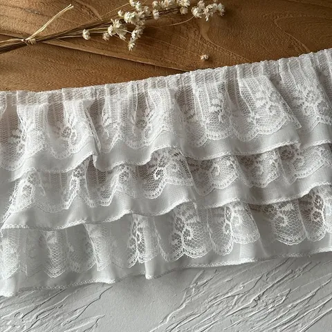 3-lagiger Plissee Chiffon Spitzenbesatz Rüschen Faltenband Für DIY Puppenkleid Kleidung Manschetten Saum Dekoration Nähen Stoff Zubehör