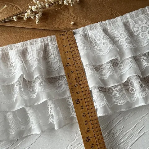 3-lagiger Plissee Chiffon Spitzenbesatz Rüschen Faltenband Für DIY Puppenkleid Kleidung Manschetten Saum Dekoration Nähen Stoff Zubehör