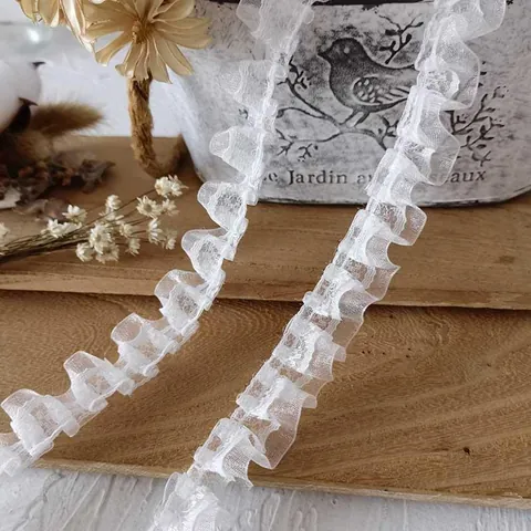 Layered Organza Ruffled Lace Trim Embroidered Pleated Ribbon For DIY Sewing Apparel Decoration Handicraft Accessory
