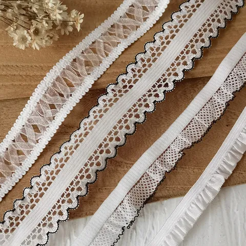 Bordo in Pizzo Elastico Bianco Nastro Plissettato a Volant Stile Francese per Cucito Fai da Te Matrimonio Vestiti per Bambole