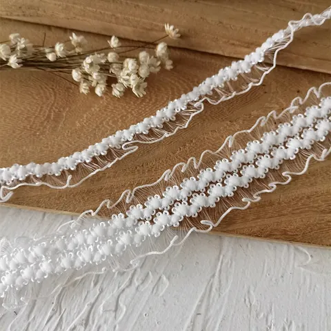 Ruffled Elastic Lace Trim Wood Ear Edge For DIY Clothing Sewing Accessory Home Textile Decoration Fabric Ribbons