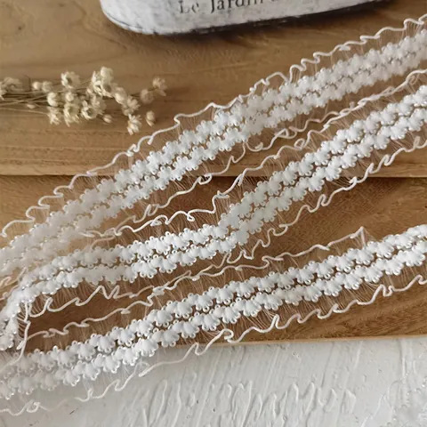 Ruffled Elastic Lace Trim Wood Ear Edge For DIY Clothing Sewing Accessory Home Textile Decoration Fabric Ribbons