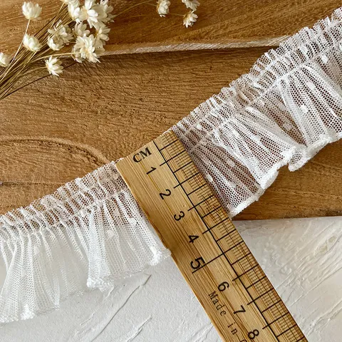 Polka Dot Mesh Pleated Lace Trim Wide Ruffled Tulle Ribbon For DIY Sewing Garment Decoration Accessories Sweet Aesthetic Style