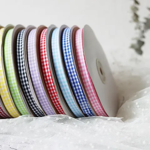 Cinta de Gingham Vintage a Cuadros Ribete de Encaje para Lazos DIY Envoltorio de Regalos Decoración de Repostería Poliamida