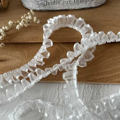 Pleated Ruffle Lace Trim Organza Ribbon For DIY Sewing Craft Wedding Dress Clothing Curtain Home Decoration Accessory