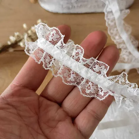 Bordure en Dentelle Plissée Blanche Ruban à Volants en Organza et Satin pour Artisanat DIY Décoration de Vêtements Mariage
