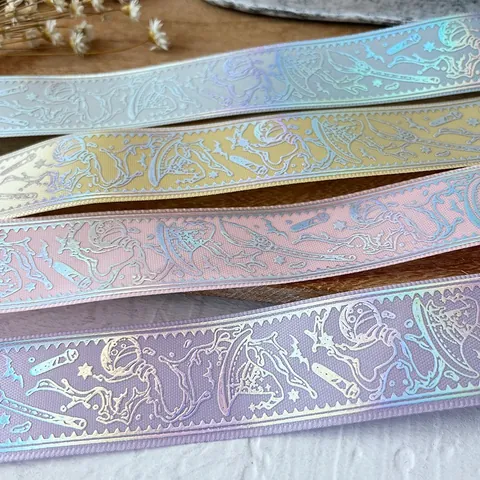Holografisches Laser Zauberer Magie Thema Band Für DIY Basteln Halloween Dekoration Irisierendes Satinband Für Geschenke