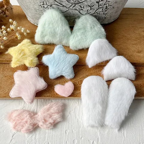 Süße Plüsch Stern Herz Katze Hase Ohren Flügel Pfote DIY Bastelmaterialien Für Tasche Kleidung Dekoration Zubehör