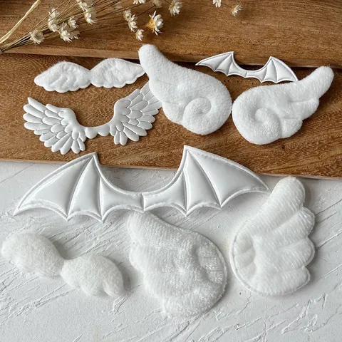 DIY Plush PU Leather Angel Devil Bat Wings Applique Patches For Lolita Handcraft Clothing Hair Accessories Sewing Decor