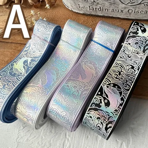 Nastro Decorativo Olografico Laser Balena Onda Per Fai Da Te Artigianato Confezioni Regalo Decorazione Nastro Di Raso Poliestere