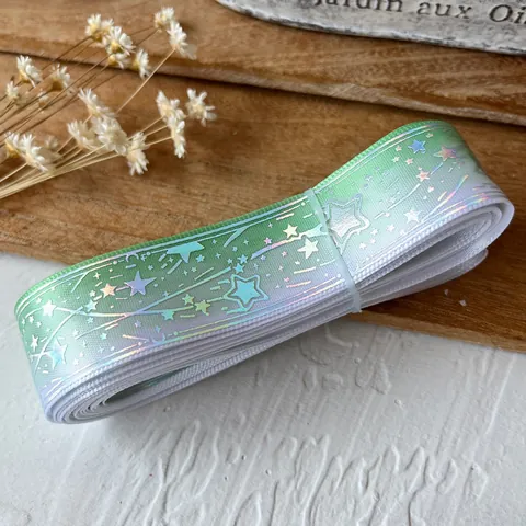 Ruban Ciel Étoilé Dégradé Sangle Imprimée Étoile Météore Holographique Pour Emballage Cadeau DIY Artisanat Décoration Maison