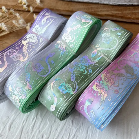 Holografische Laser Mandala Slang Gradiënt Satijnen Lint Voor DIY Crafts Cadeauverpakking Bloemen Bedrukt Decoratief Lint