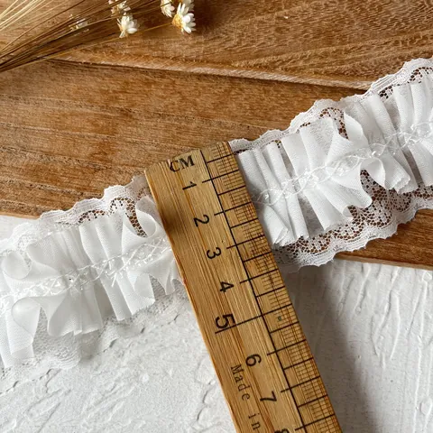 Vintage Gerüschte Chiffon Spitzenborte Für DIY Nähen Handwerk Florale Gefaltete Band Für Lolita Haarband Hochzeitsdeko