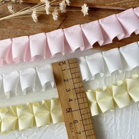 Ruban Gros-Grain Plissé Bordure en Dentelle à Volants Sangle en Polyester Pour Bricolage Accessoires Cheveux Décoration Vêtements