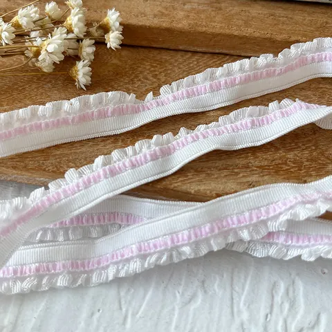 Elastic Pleated Ruffle Lace Trim Ribbon For DIY Handcraft Doll Clothing Sewing Decoration Polyester Woven Lace Ribbon