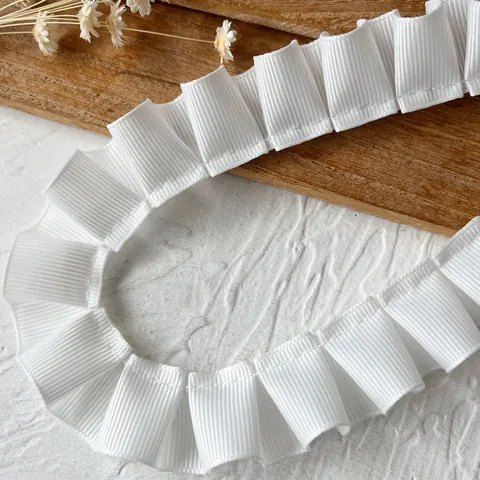 Ruban Gros-Grain Plissé Bordure en Dentelle à Volants Sangle en Polyester Pour Bricolage Accessoires Cheveux Décoration Vêtements