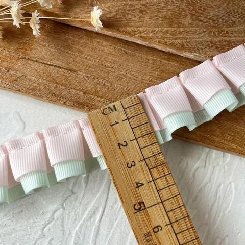 Dubbellaags Geplooid Grosgrain Lint Besatz Geplooide Kant Stof DIY Handgemaakte Knutselmateriaal Voor Haaraccessoires Decoratie Cadeau